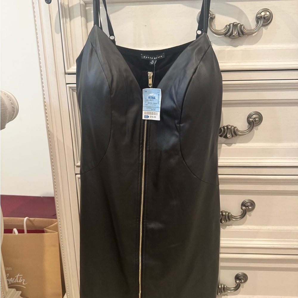 Black Leather Dress with Zipper